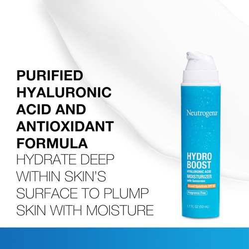 Neutrogena Hydro Boost Hyaluronic Acid Face Moisturizer with Sunscreen, Broad Spectrum SPF 50, Fragrance Free Facial Moisturizer to Hydrate & Soothe Dry Skin, 1.7 fl. oz