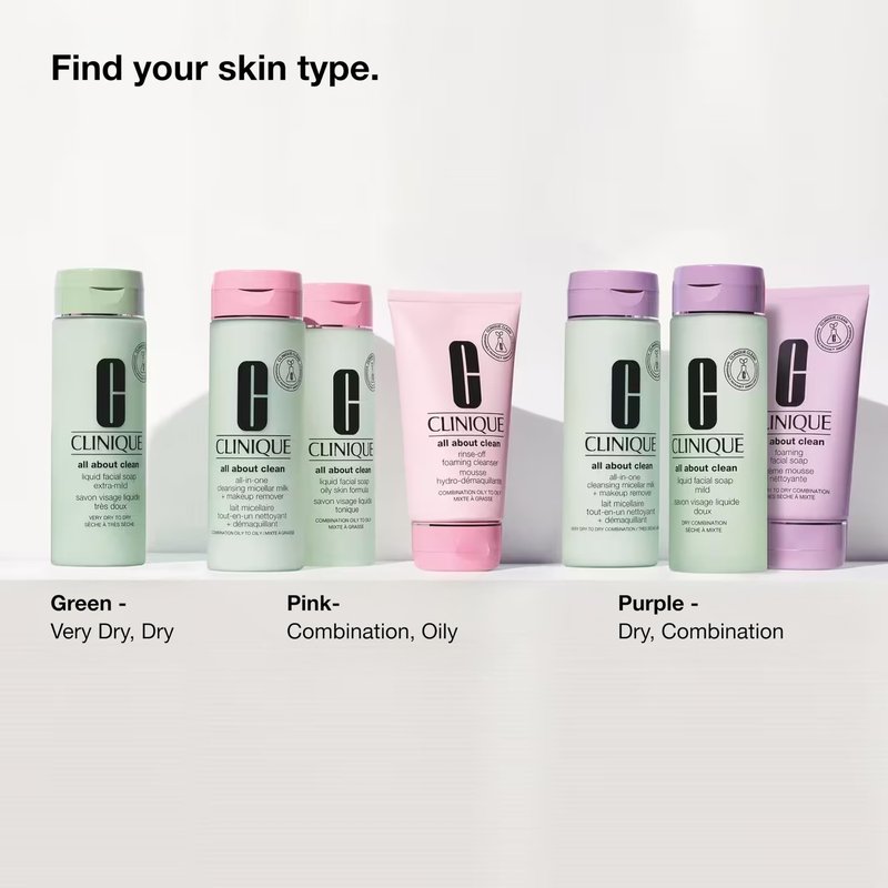 Clinique All About Clean Foaming Face Wash With Hyaluronic Acid + Glycerin For Very Dry to Dry Combination Skin Types, 5 Fl Oz