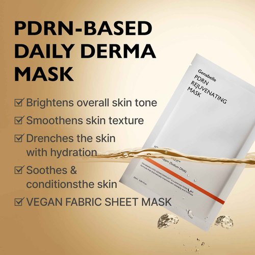 Genabelle PDRN Rejuvenating Mask Sheet - Lightweight Glass Skin & Toning Mask Sheet with PDRN, Niacinamide, Hyaluronic Acid, To Deeply Hydrate, Cool, and Visibly Plump the Skin, 0.84 fl oz* 5ea