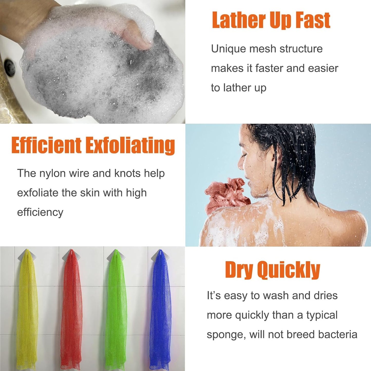 Unifab African Net Sponge Authentic Real African Exfoliating Net Bath Sponge Wash Cloth Exfoliating Washcloth African Net Cloth Body Scrubber for Shower Pink