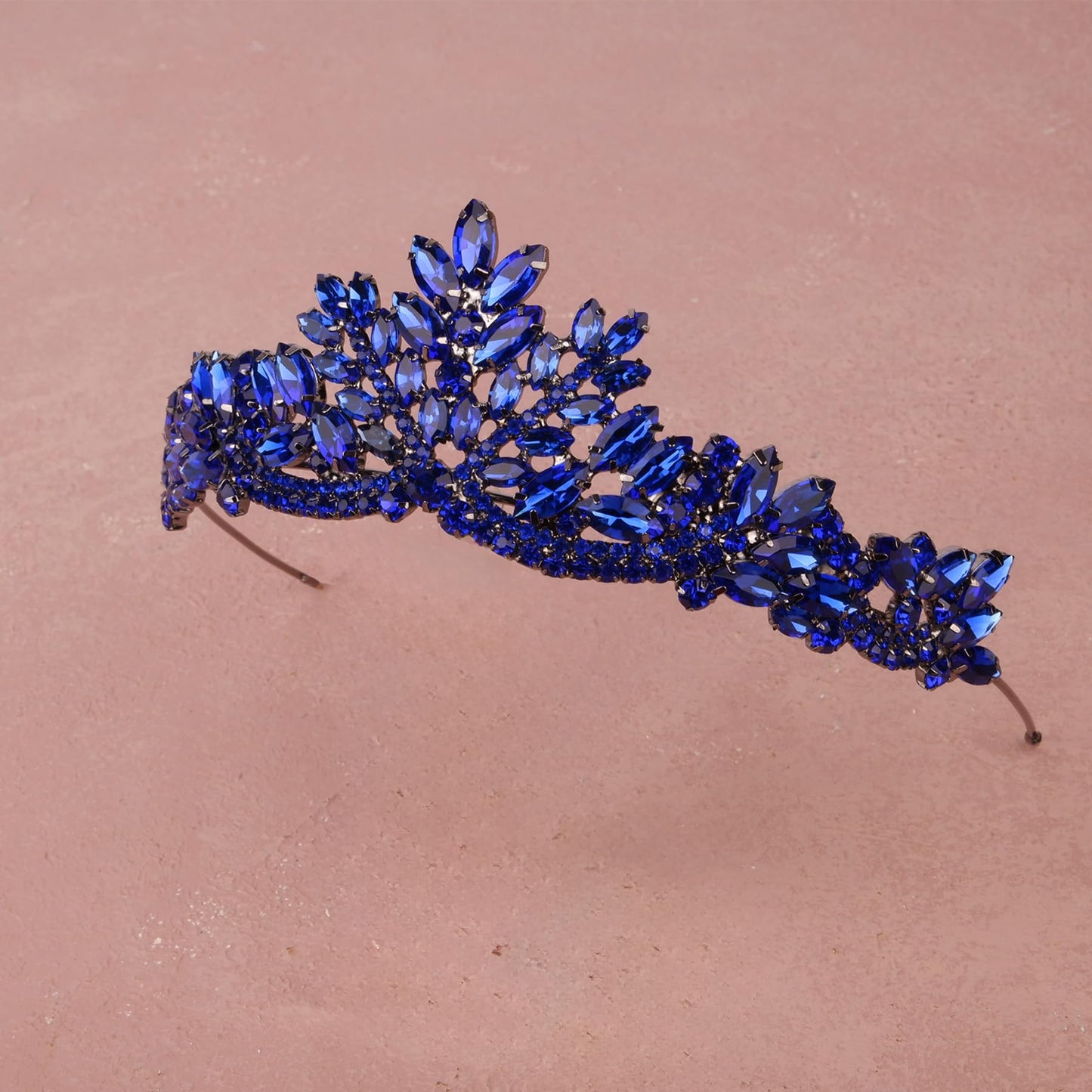 LIMELIA Handmade Princess Crown Tiara for Women – Sax Blue Crystal Rhinestone Headpiece for Birthday, Bridal, Pageant, Cosplay | Elegant Queen Crown for Girls & Adults
