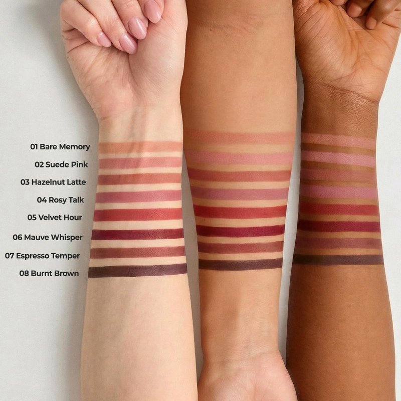 Laka Lip Liner - Smooth & Blendable Soft Matte Lip Contour Pencil for Shaping & Overlining Lips | Waterproof Formula, Oil-Cleanse Off, Long-Lasting Wear | #08 Burnt Brown, 0.02oz