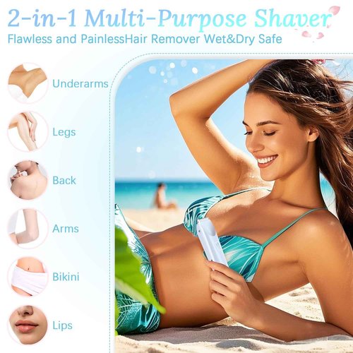 Glow Aura Womens Shaver, Silky Glow 2 in 1 Body Shaver, IPX7 Waterproof Glow Aura Womens Electric Razor, Type-C Glowshave Dual Head Electric Bikini Trimmer for Women Private Area