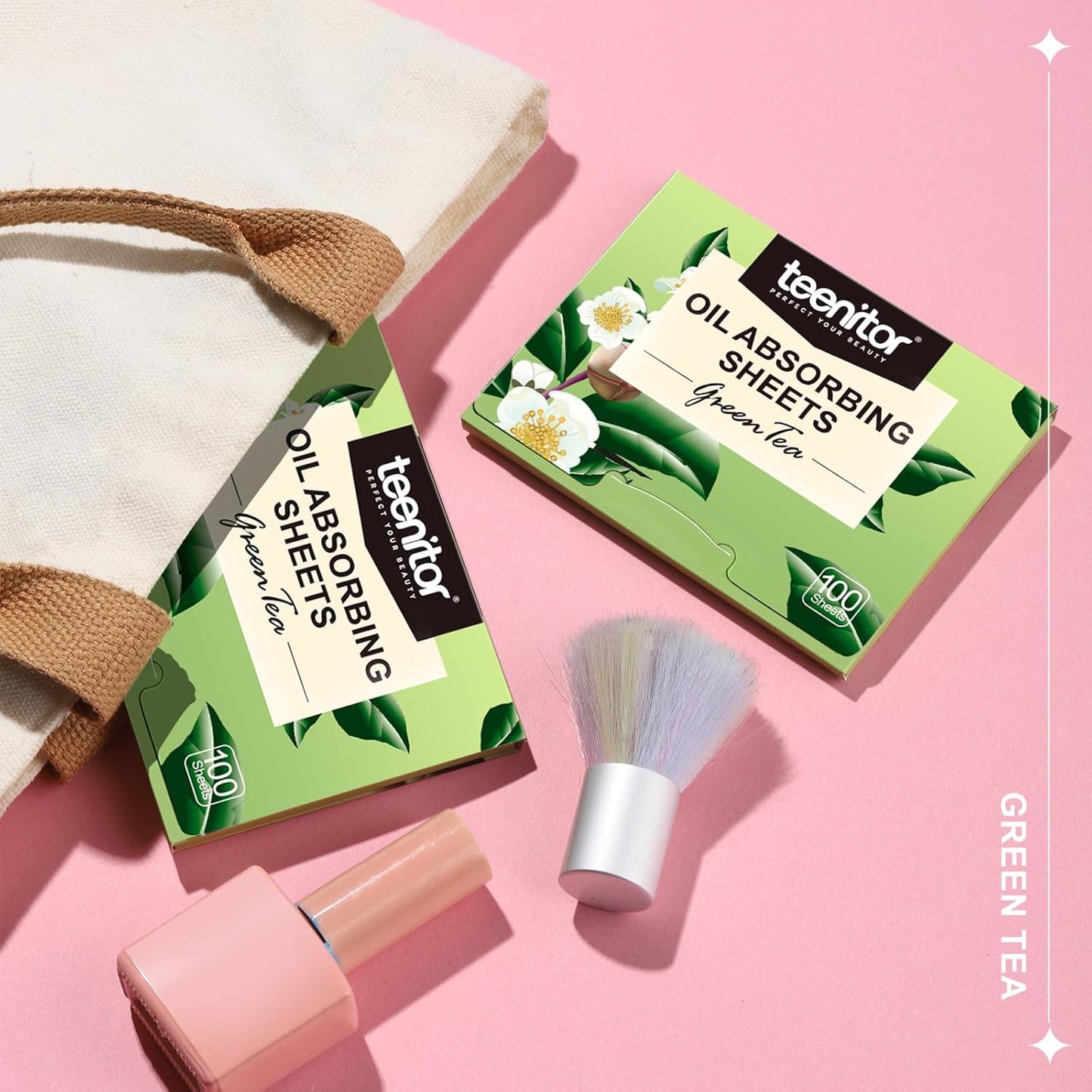 Teenitor Oil Blotting Sheets for Face, 400 Sheets Green Tea Oil Absorbing Sheets Blotting Paper for Oily Skin, Oil Absorbent Pads Face Oil Wipes Oil Sheets for Women, Oil Control Film Large 10cmx7cm