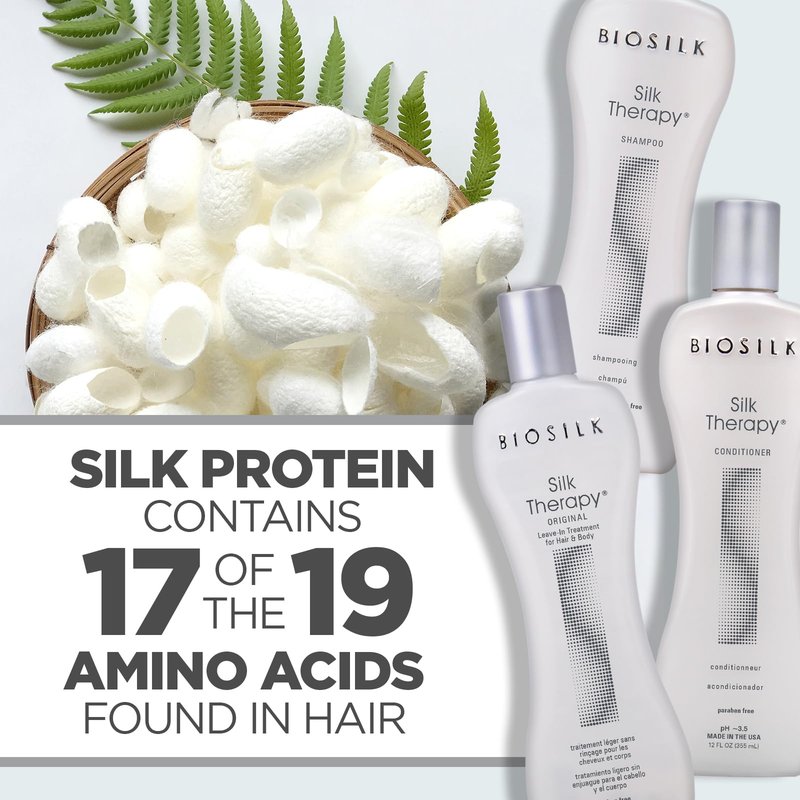 BioSilk 3-Piece Silk Therapy Kit, Shampoo, Conditioner & Serum for Healthy, Shiny, Manageable Hair, Sulfate-Free, Paraben-Free, Cruelty-Free, 12 Oz Haircare Set