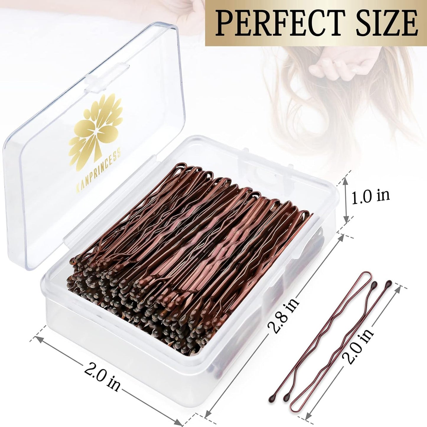 100PCS 2Inches Hair Pins Kit Secure Hold Bobby Pins Clips for Women Girls and Hairdressing Salon With Clear Storage Box(Black)