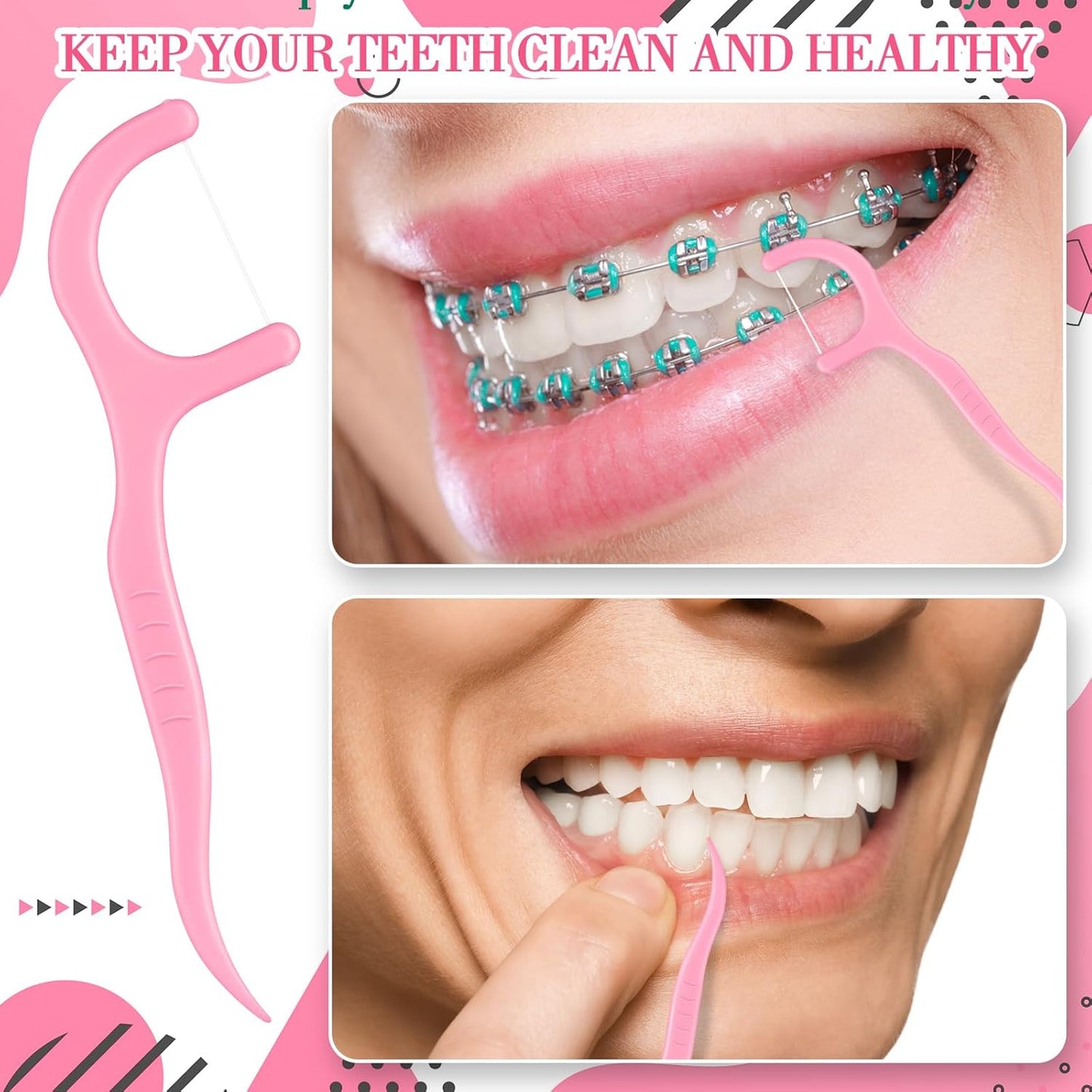 Baderke 200 Count Floss Picks Bulk Non Breakable Tooth Picks Flosser Dental Floss Sticks for Adults Teeth Cleaning Dental Flossers for Family Pack Travel(Light Green)