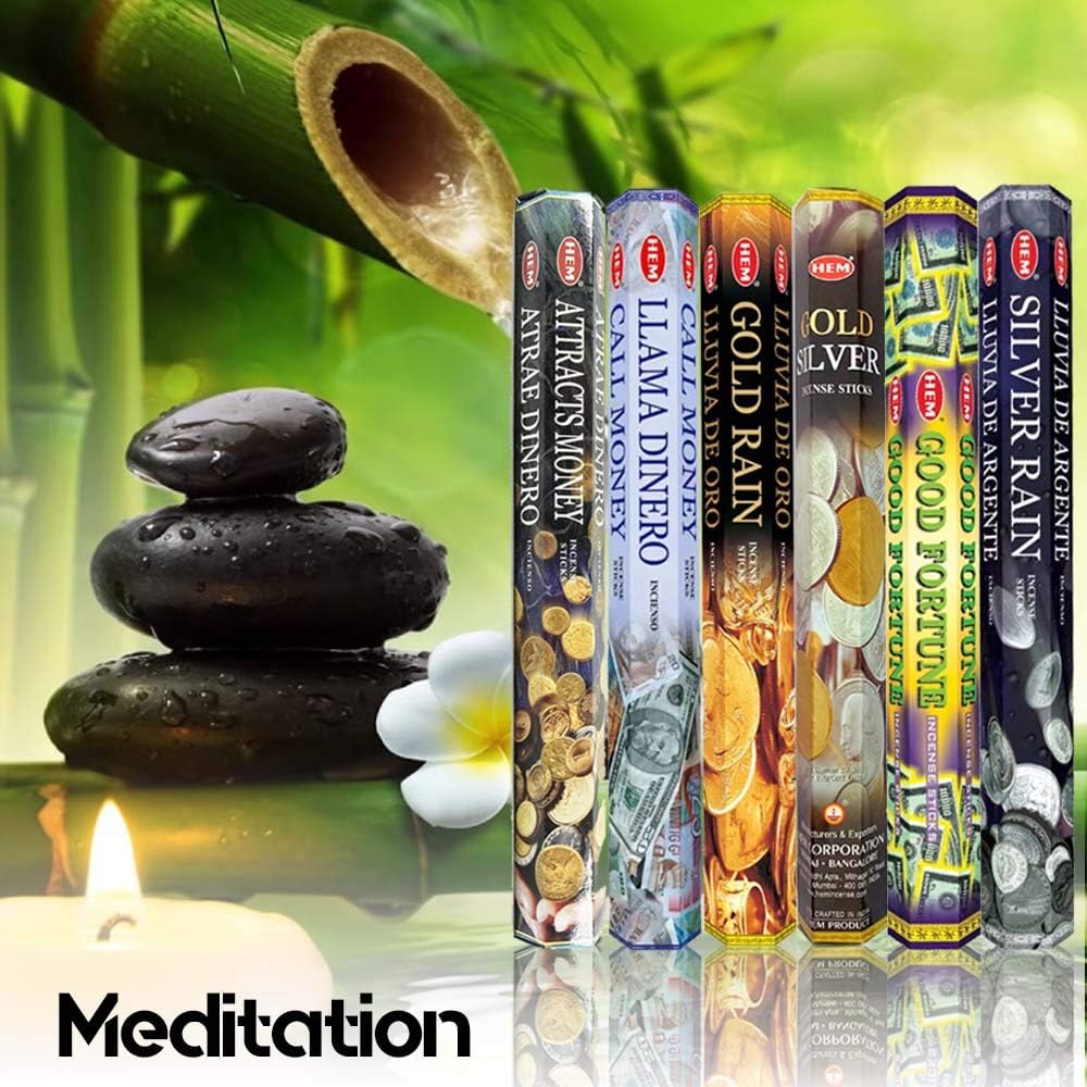 HEM Assorted Hexa Incense Sticks – Pack of 6 Fragrance Sticks (Each Tube Contains 20 Sticks) – Long-Lasting Aromatherapy for Meditation, Relaxation, Yoga, and Home Fragrance