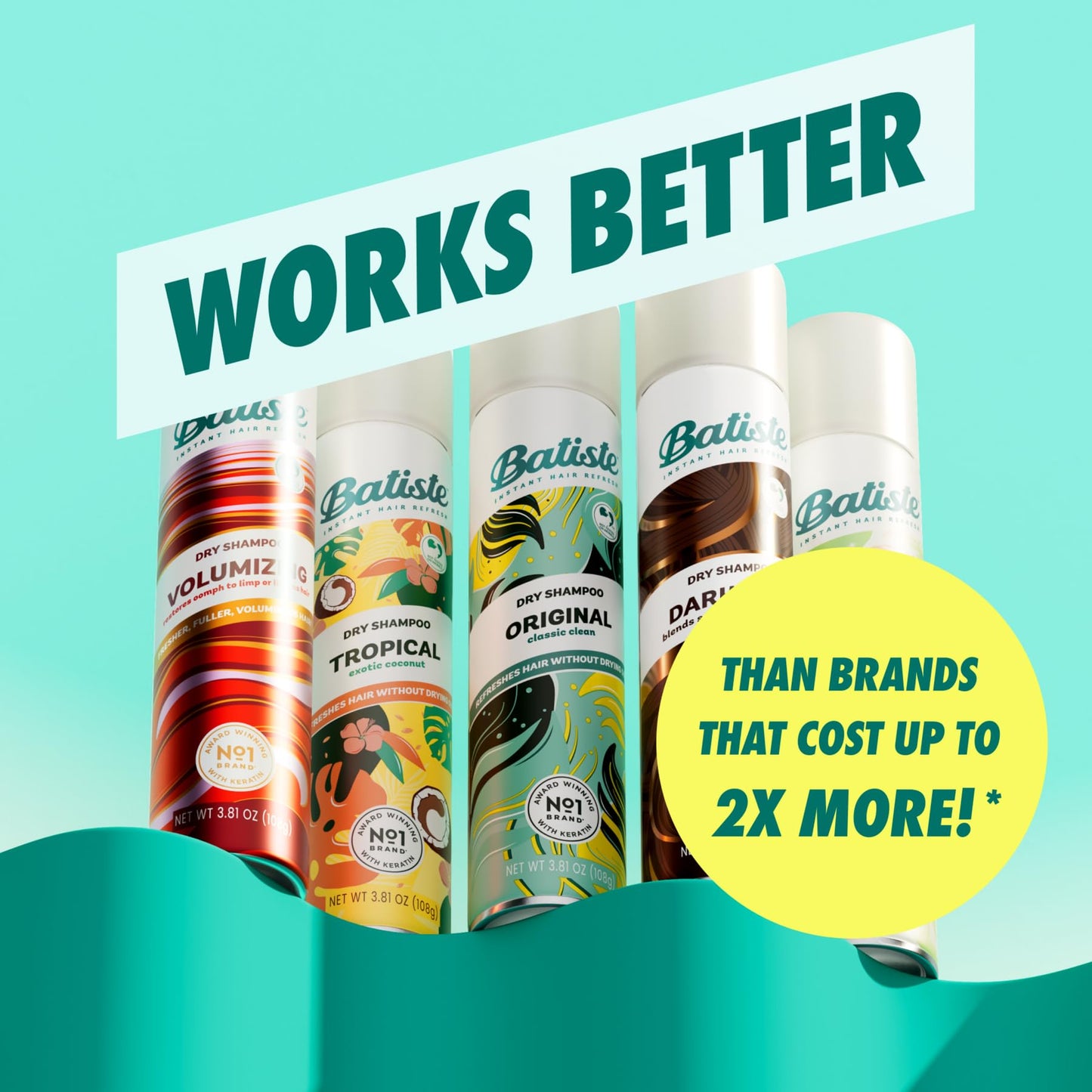 Batiste Dark Dry Shampoo, Waterless shampoo, 3.81oz 3 pack