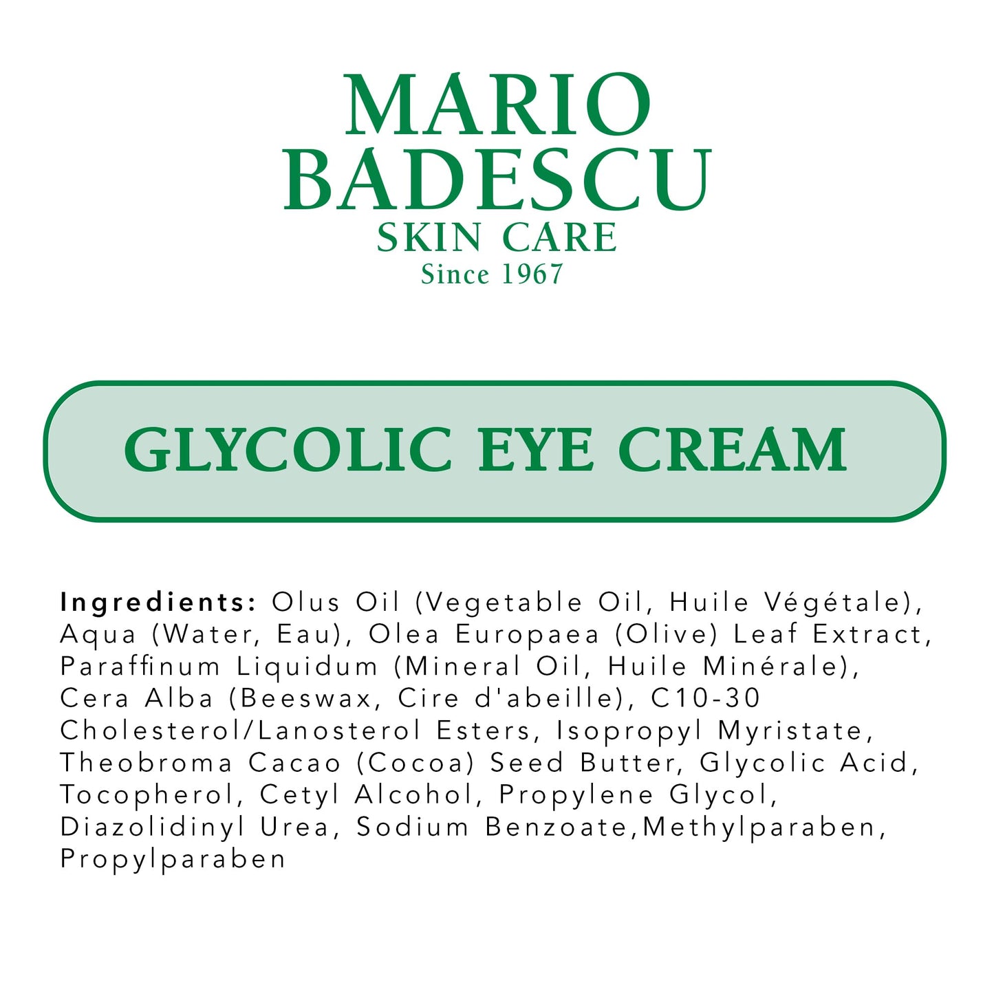 Mario Badescu Glycolic Eye Cream Anti Aging Skin Care for Fine Lines and Wrinkles, Overnight Eye Moisturizer with Vitamin E, AHA and Cocoa Butter for Combination or Dry Skin, 0.5 Ounce (Pack of 1)