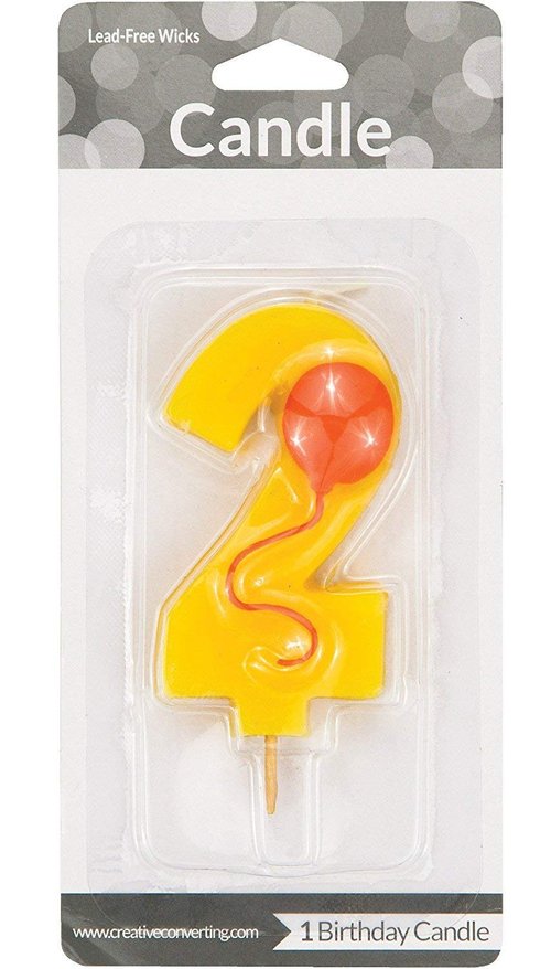 Creative Converting Numerical Balloon Candle, 3.5", Yellow