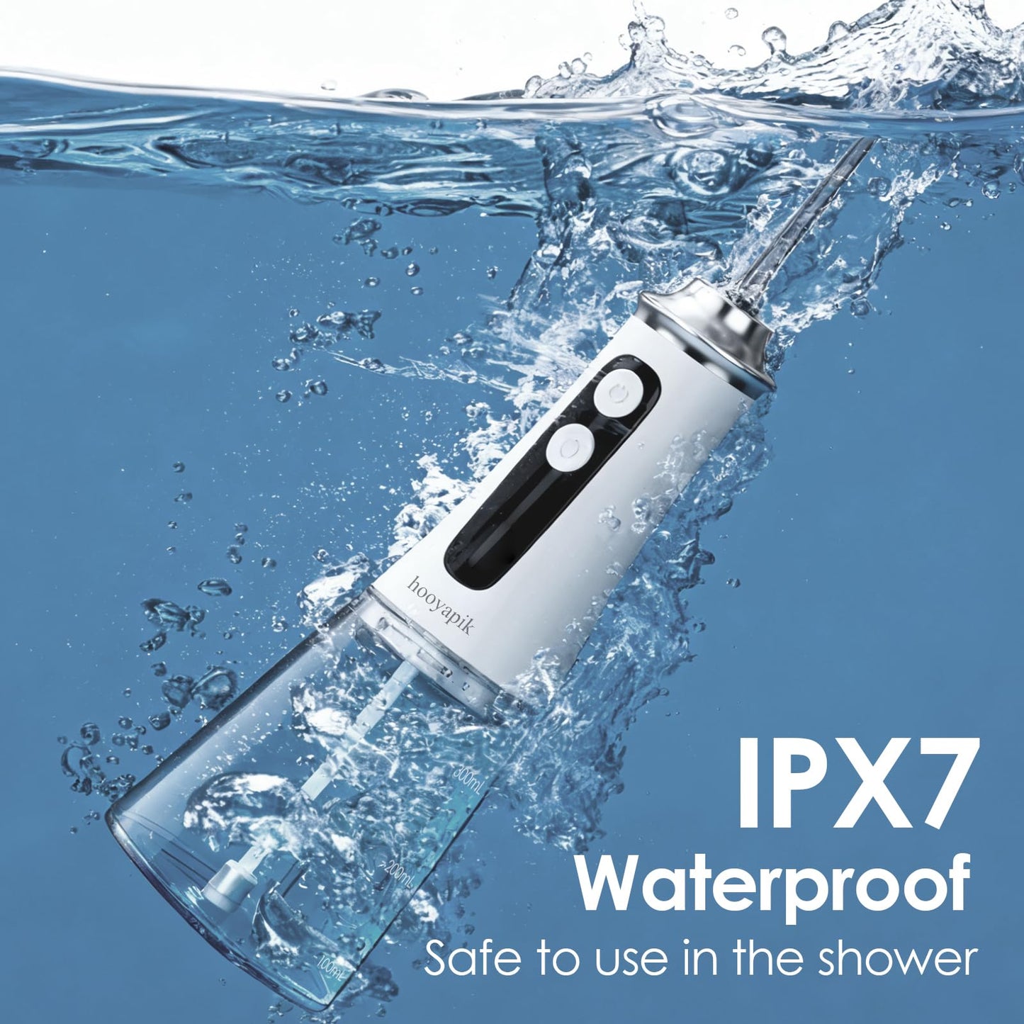 Hooyapik 300ml Water Flosser, 9+9 Modes, 4 Jet Tips, White (D0051)