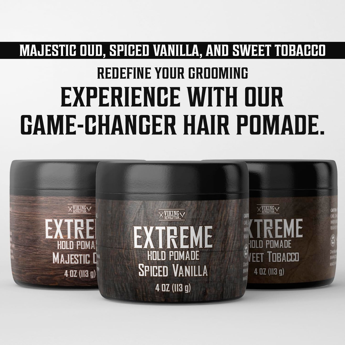Viking Revolution Sweet Tobacco Hair Pomade - Extreme Hold Water-Based Hair Gel for Men | 4oz