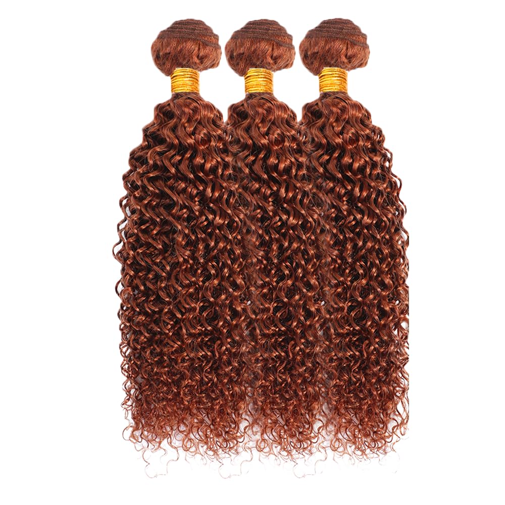 Copper Bundles Human Hair Color 33 Kinky Curly Bundle Human Hair 14 16 18 Inch Reddish Brown Kinky Curly 3 Bundles Brazilian Virgin Hair Extensions
