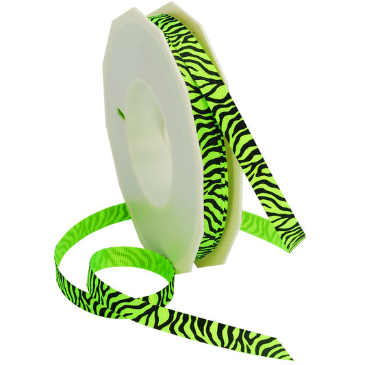 Morex Ribbon Neon Zebra Grosgrain Ribbon, 3/8-Inch by 20-Yard, Key Lime (33809/20-544)