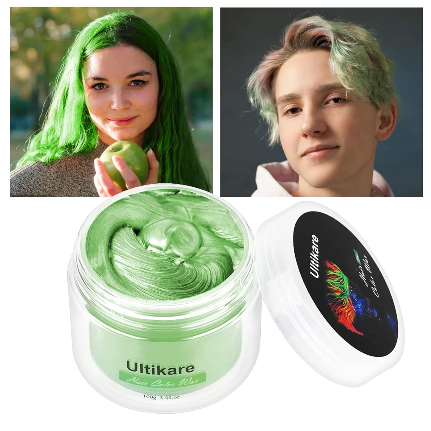 Temporary Hair Color for Kids, Ultikare Orange Hair Dye Washable Natural Hair Wax Color Chalk Mud Cream DIY Hairstyle Clay For Dark Hair Halloween, Cosplay, Party, Christmas Gift Girls 3.4 Fl Oz