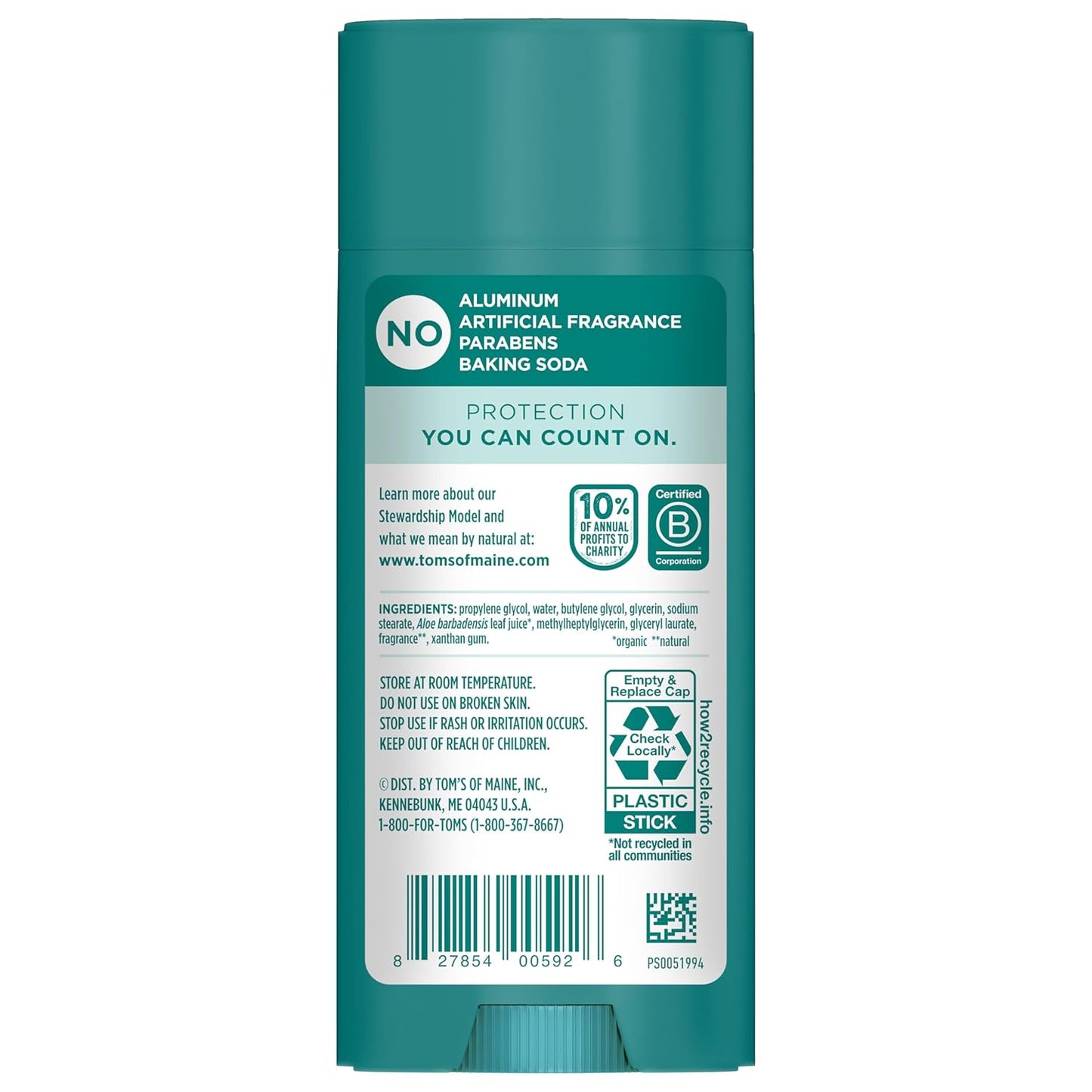 Tom’s of Maine Clean Coast Aluminum Free Natural Deodorant For Women & Men | Goes on Clear | Odor & Wetness Protection | Naturally Derived and Moisture-Locking Ingredients | 3.25 oz