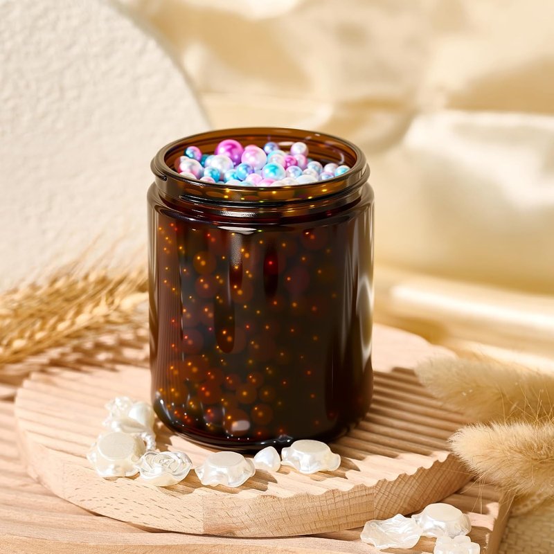 Amber Glass Jars - 8oz Airtight Storage Containers for Candle Making, Cosmetics, Spices | 12-Pack with Black Lids