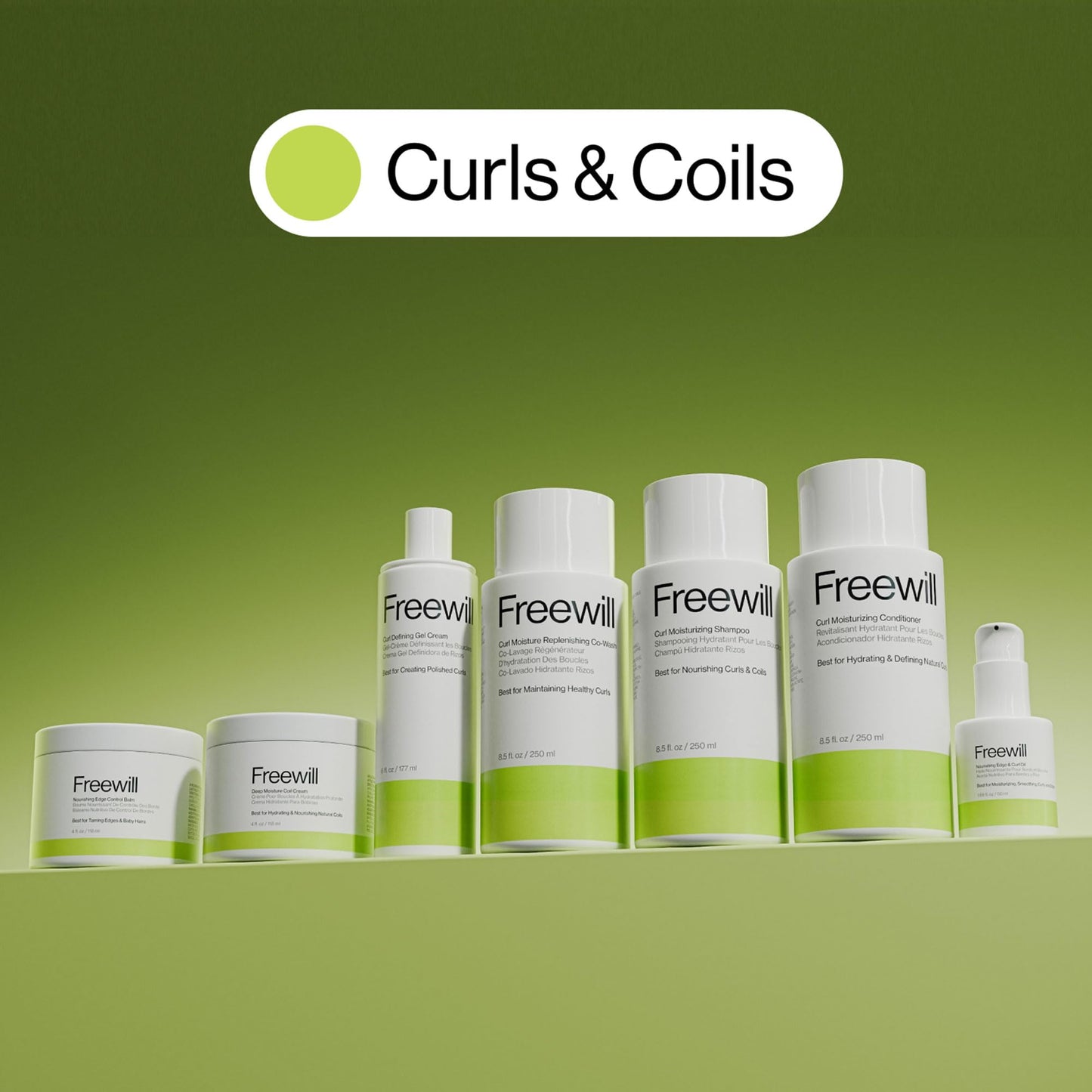 Freewill Nourishing Edge and Curl Oil, Lightweight and Nourishing Hair Oil for Curly Hair, Moisturizing Hair Smoother for Frizz, Flyaways and Delicate Edges, 4 oz