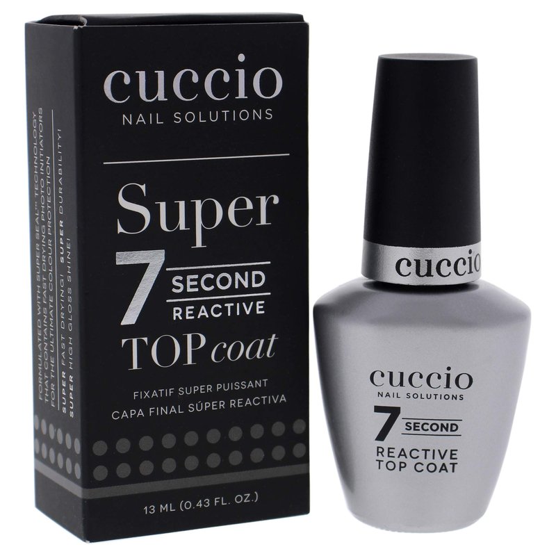 Cuccio Colour Super 7 Second Nail Top Coat - Super Quick Drying Formula - Creates A High Gloss Finish With Incredible Long-Lasting Durability - Formulated With Super Seal Technology - 0.43 Oz