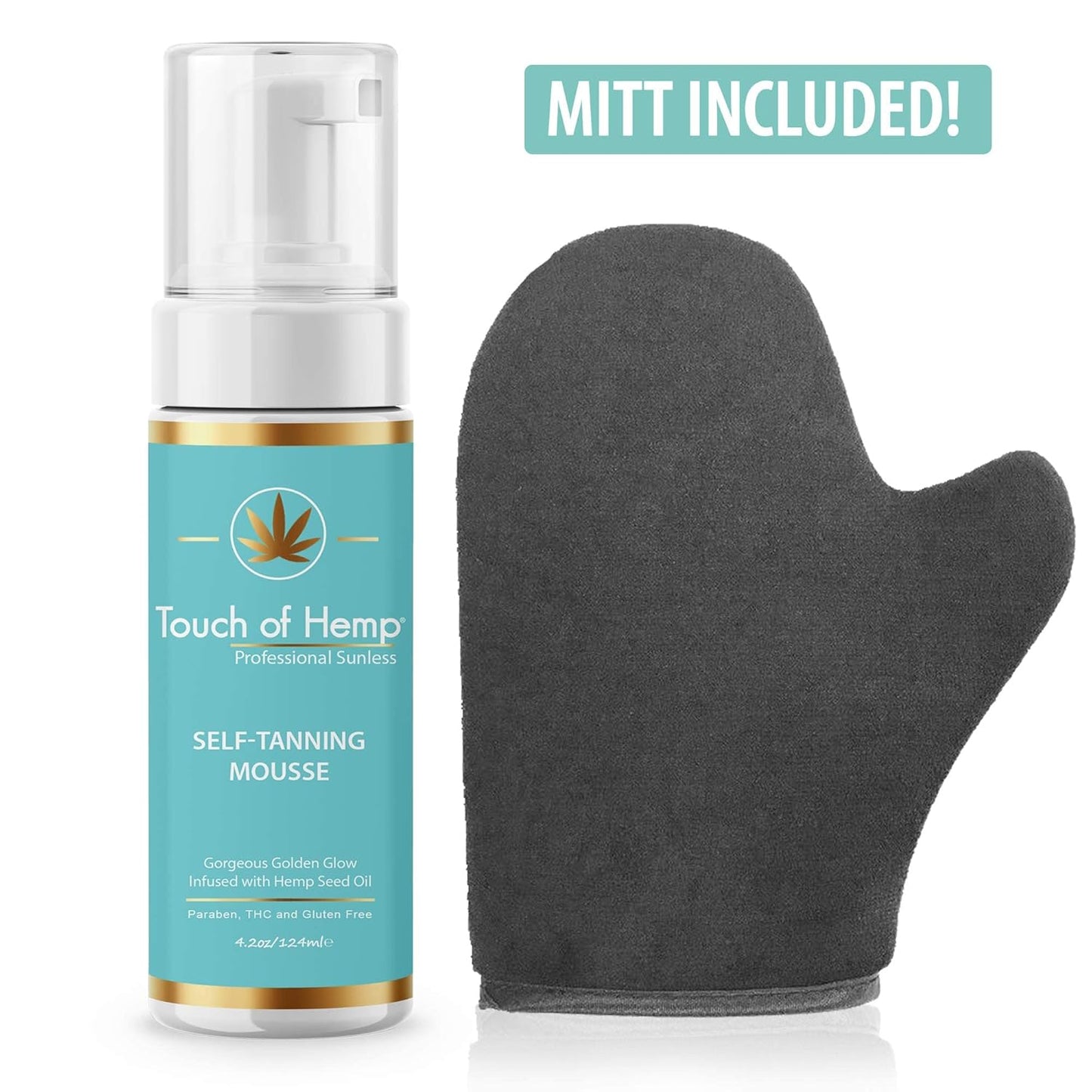 Touch of Hemp Self-Tanning Mousse - Streak-Free Foam for Instant Golden Tan | Quick-Drying Professional Formula