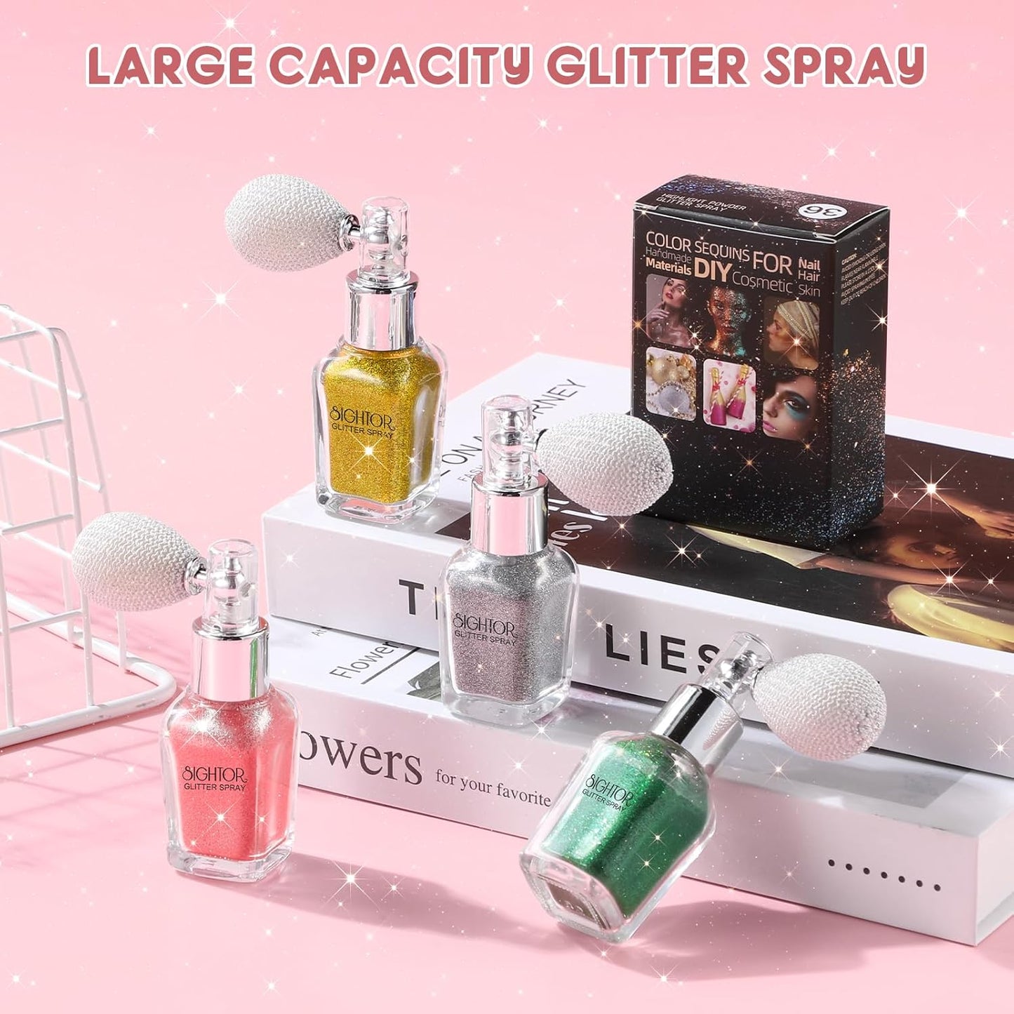 Body Glitter Spray - 30ML Shiny Highlighter for Body, Hair & Face | Sparkle Pearl Makeup in Gold