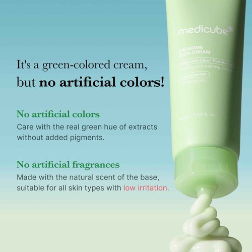 Medicube Exosome Cica Tea Tree Cream for Sensitive Skin with Centella Asiatica help reduce redness and breakouts. | Low-irritating, Moisturizing Daily Texture Care | Korean Skincare | 1.7 fl oz