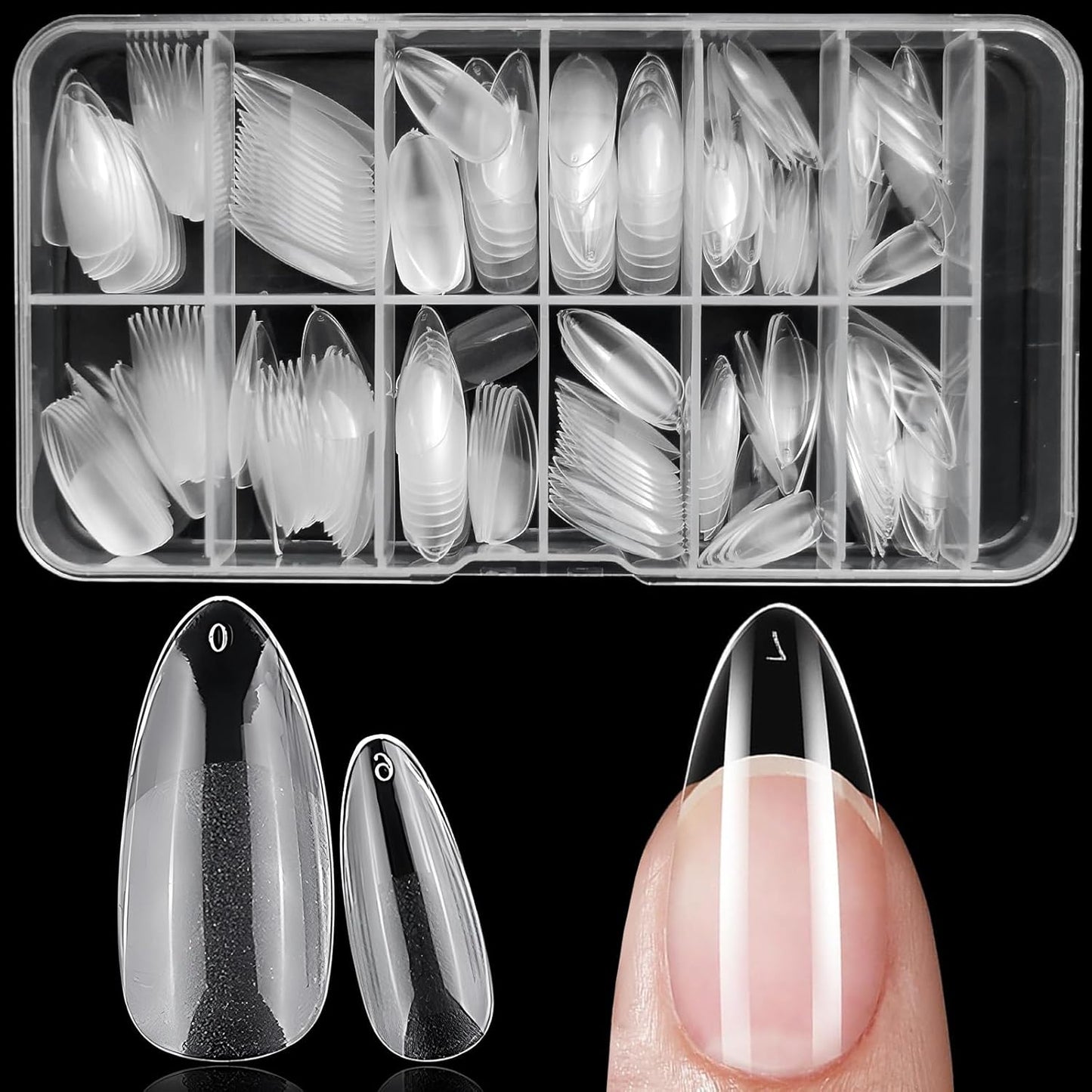 240pc Square Gel Nail Tips Medium Fake Nails for Press on Nails Clear Acrylic Nails Tips, 12 Size Full Cover Nail tips Square Soft Gel Nail Tips False Nails Extension Artificial Fingernails