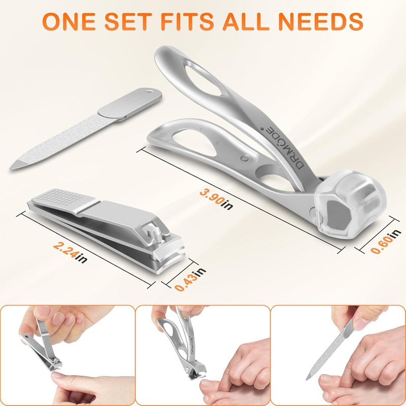 Toenail Clippers for Seniors - Ultra Sharp Large Nail Clippers Set | Slanted Angled Head, Heavy Duty Design