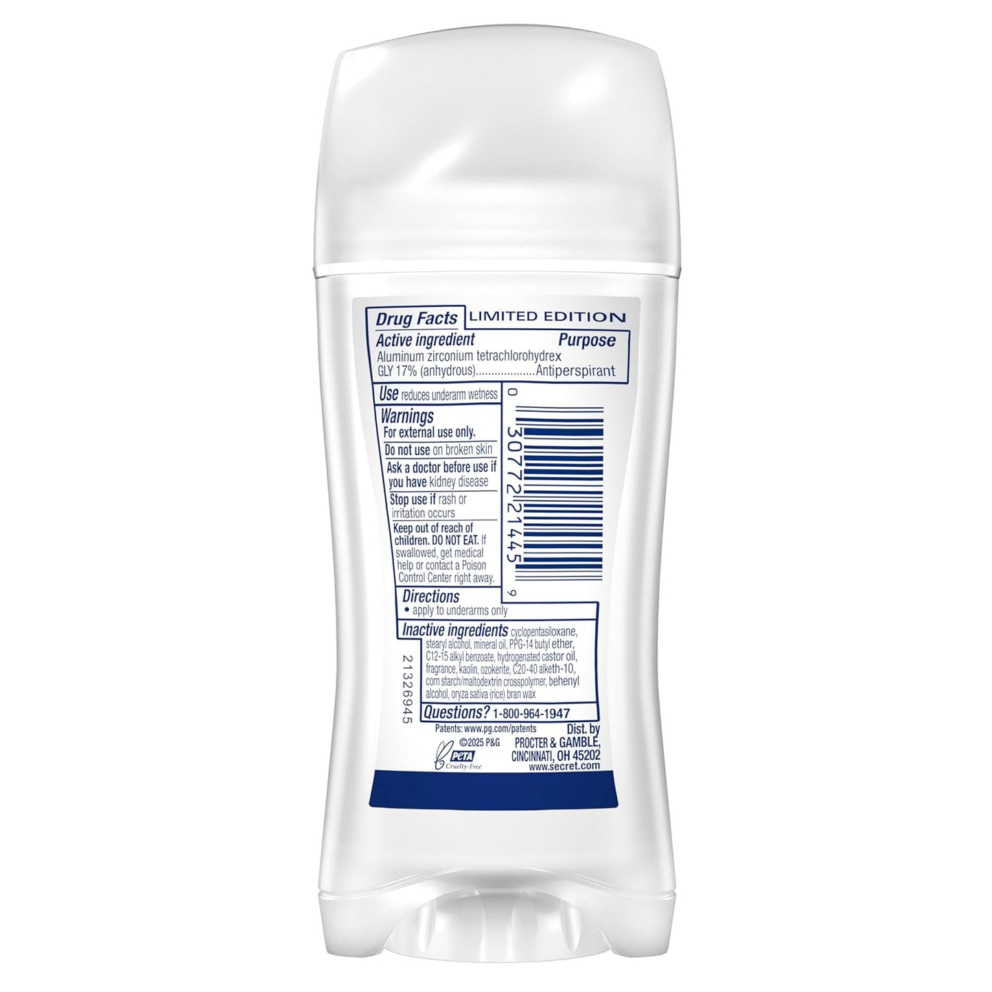 Secret Fresh Antiperspirant Deodorant for Women, 72hr Breathable Sweat & Odor Protection, Instant Freshness & Gentle, PH Balancing Minerals, Invisible Solid, Sweet Nectarine Scent, 2.6 oz