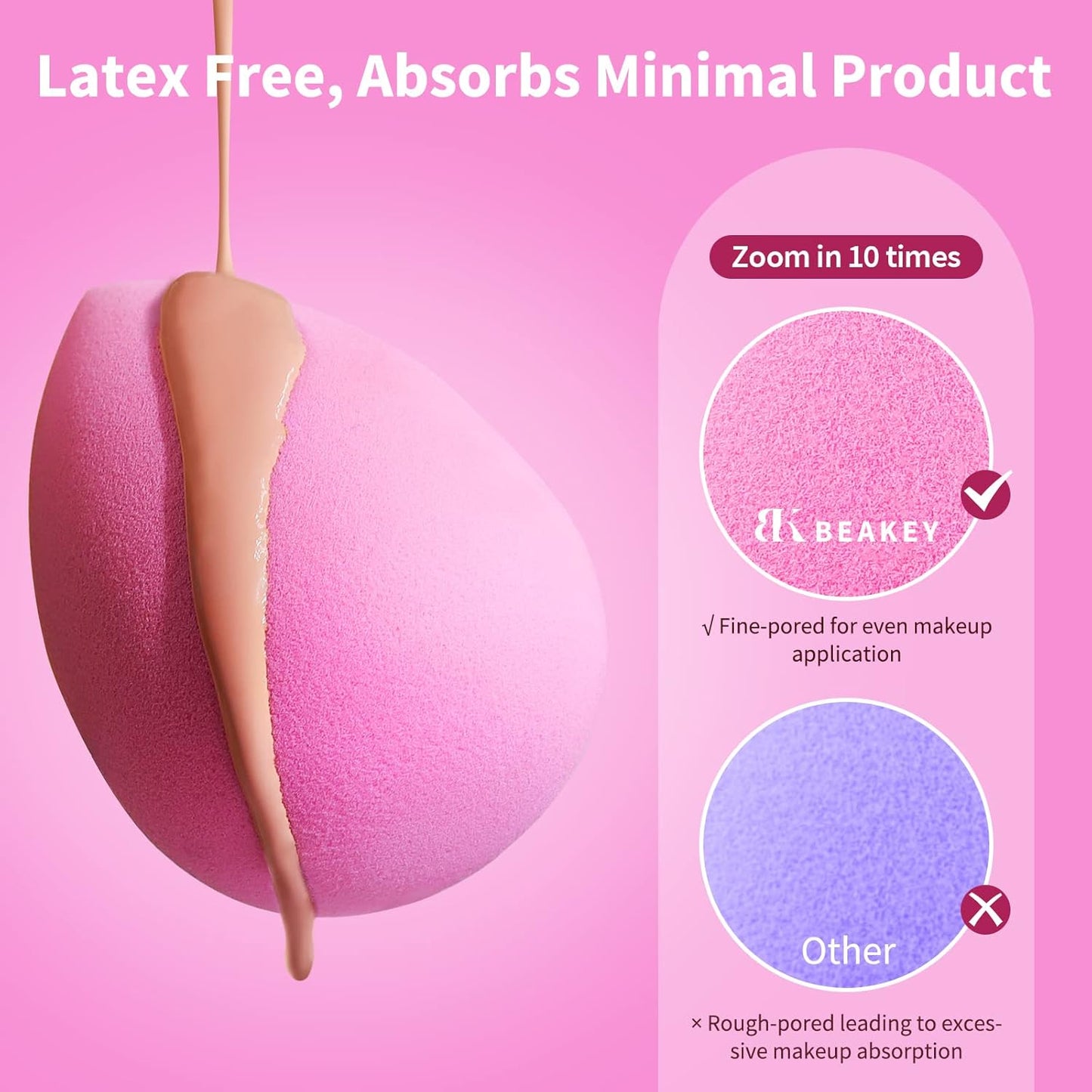 BEAKEY Makeup Sponge Set, 5 Pcs Foundation Blending Sponge, Beauty Sponges Flawless for Liquid, Cream, and Powder, Latex-Free and Vegan Boun Boun Makeup Sponges, Black