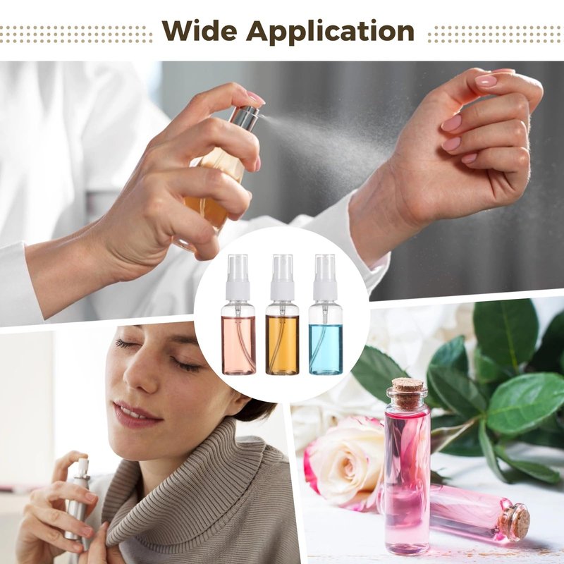OMISTAR 100 PCS 1 oz Mini Small Spray Bottle - 30ml Transparent Plastic Travel Spray Bottles for Perfume Cosmetic, Travel Size with 5 Funnels, Convenient Refillable, Leak-proof Design