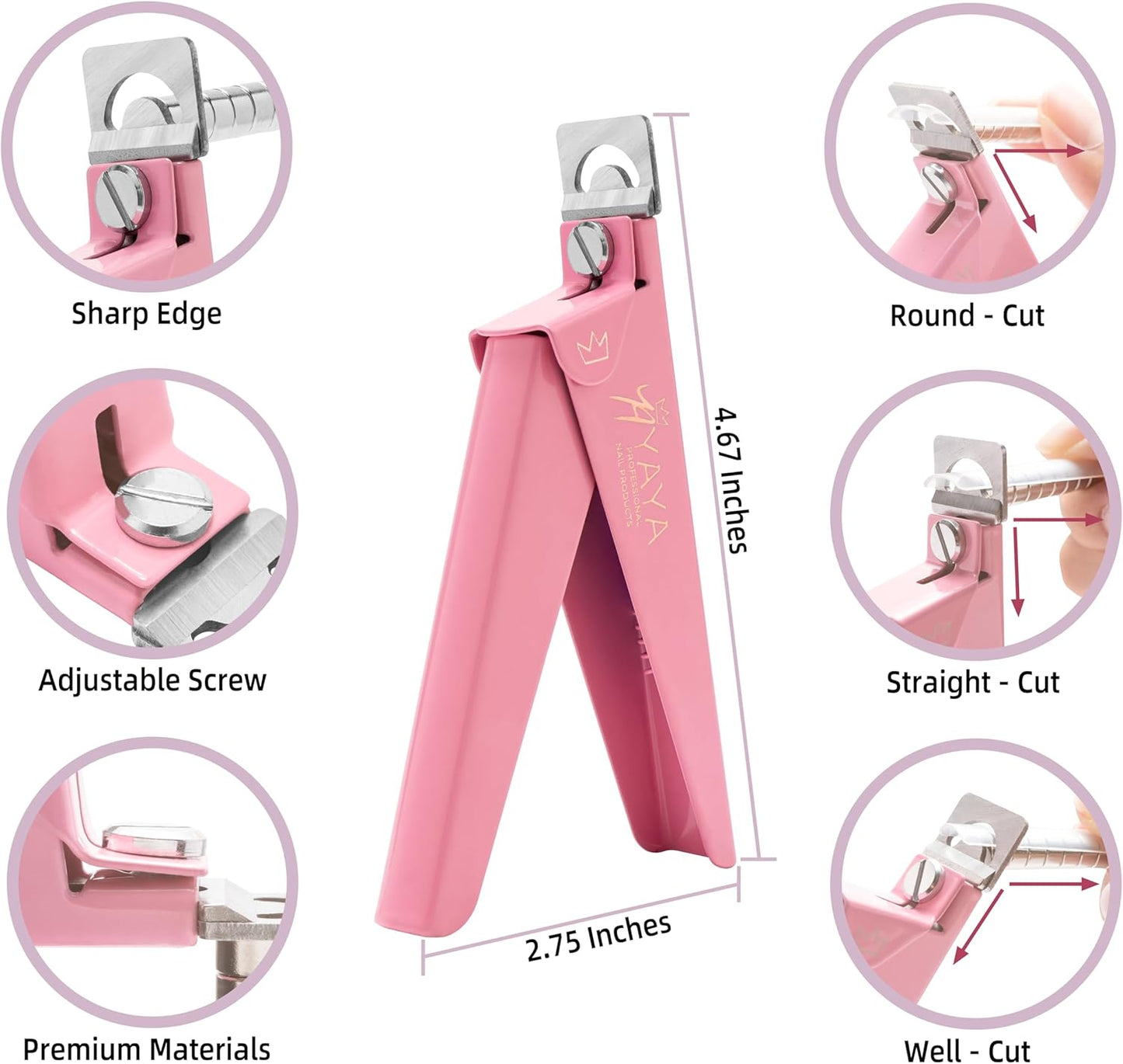 Yaya Acrylic False Nail Clippers with Magnets,Nail Cutters for Nail Tips,Nail Tip Cutter with Length Measurement, Acrylic Nail Cutter with Sizer Magnets, Manicure Tool for Salon Home Nail Art.