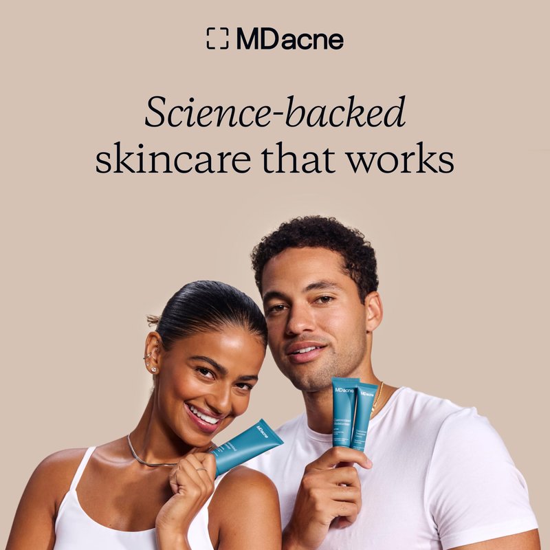 MDacne - Acne Treatment- Benzoyl Peroxide Cream 2.5% - Unclogs Pores, Reduces Blemishes & Enhanced with - Plant-Based Ingredients for Sensitive Skin