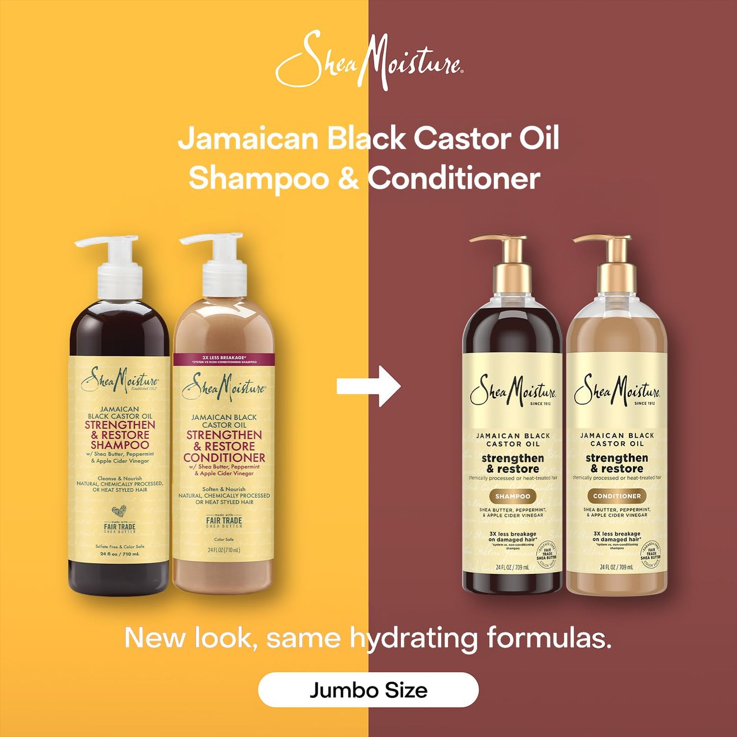 Jamaican Black Castor Oil Shampoo & Conditioner Set - Strengthen & Restore | 24 Oz Each