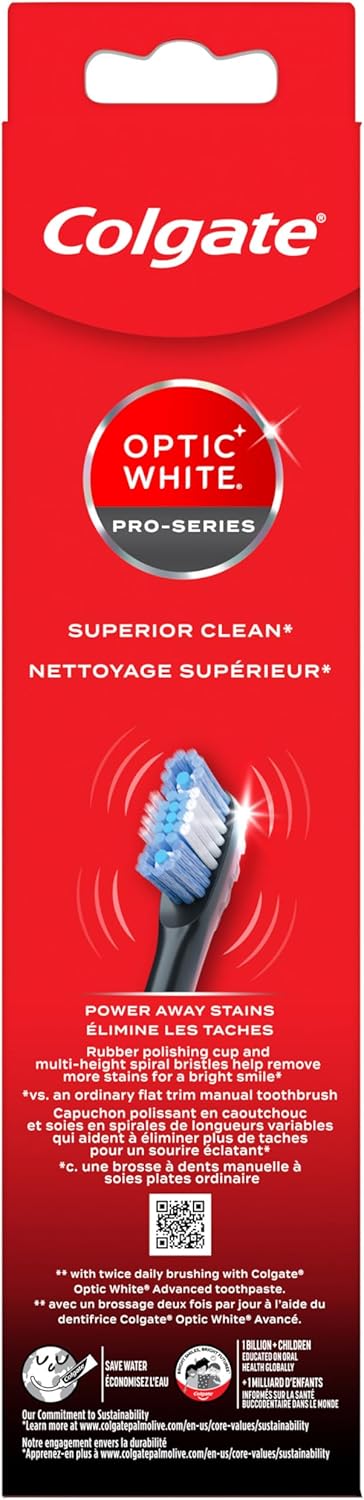 Colgate 360 Optic White Battery Powered Sonic Toothbrush, Soft, 1 Pack