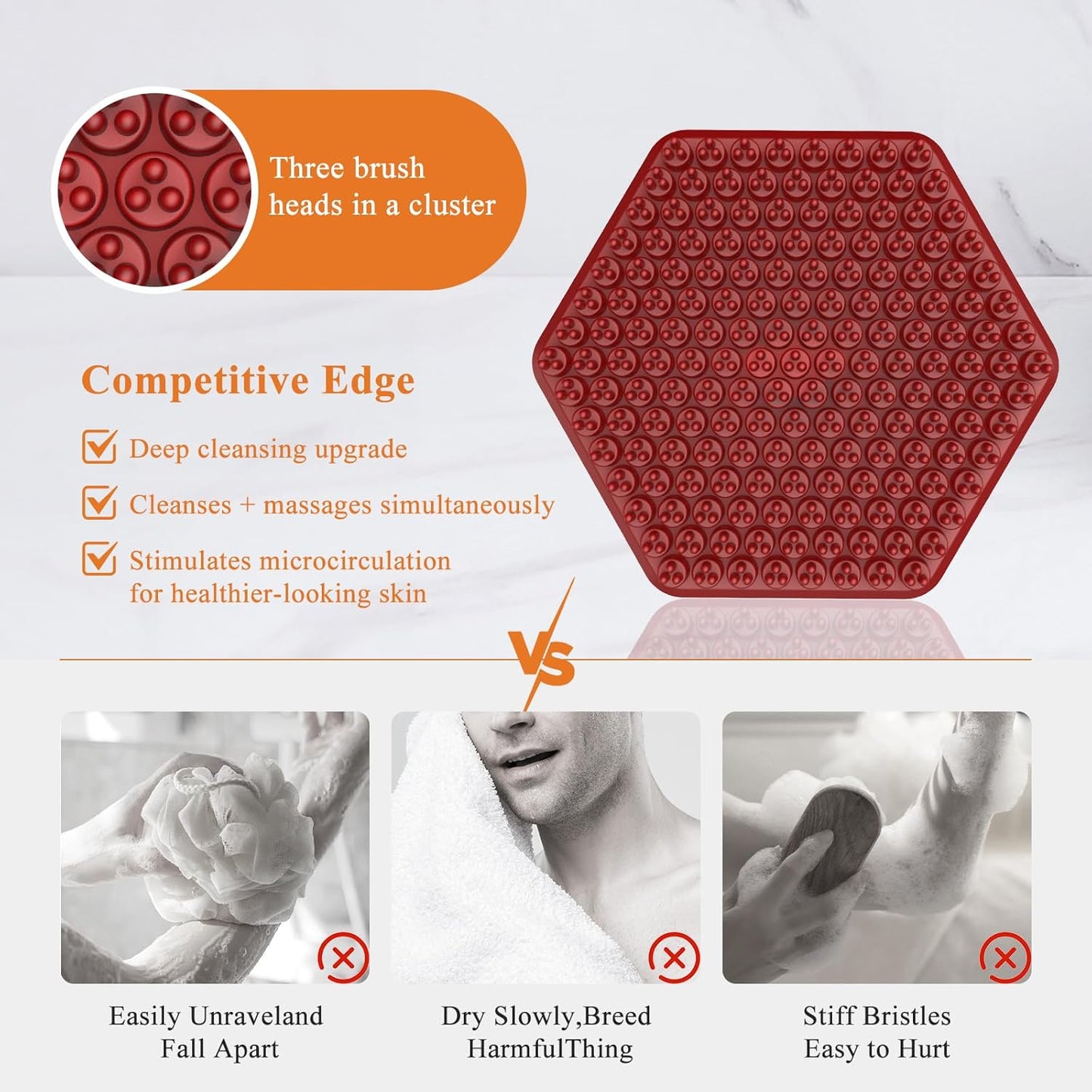 VWMYQ Silicone Face Scrubber for Men, Gentle Exfoliator Pad & Massager, Facial Cleansing Brush Silicone Face Wash Brush Removes Dead & Dry Skin (Black)
