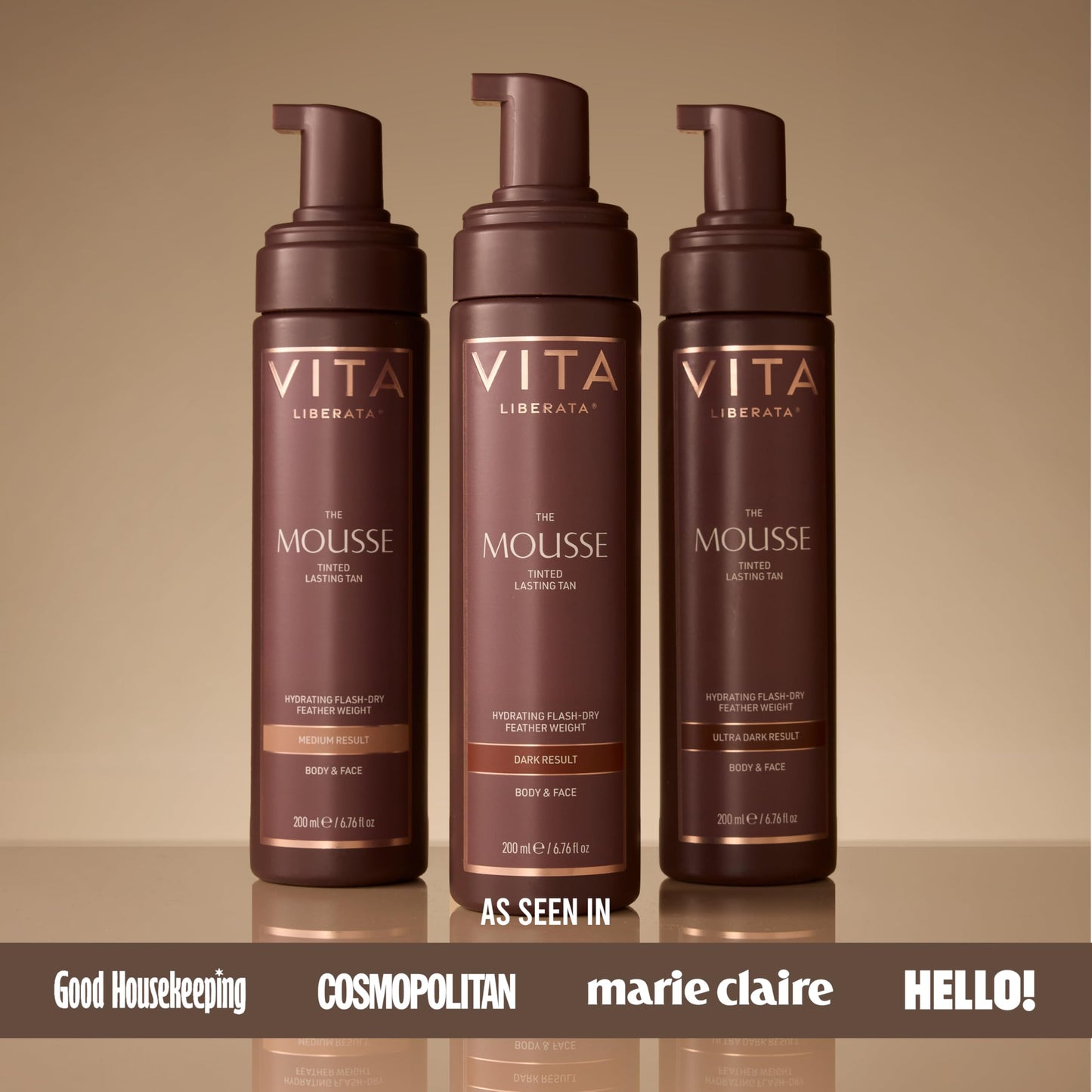 VITA LIBERATA Tinted Self Tanner Mousse - Medium, Lightweight & Fast Drying Formula, Tinted For Easy Application, Lasting Tan, Formulated with Organic Aloe Vera & Hyaluronic Acid, 6.76 fl oz