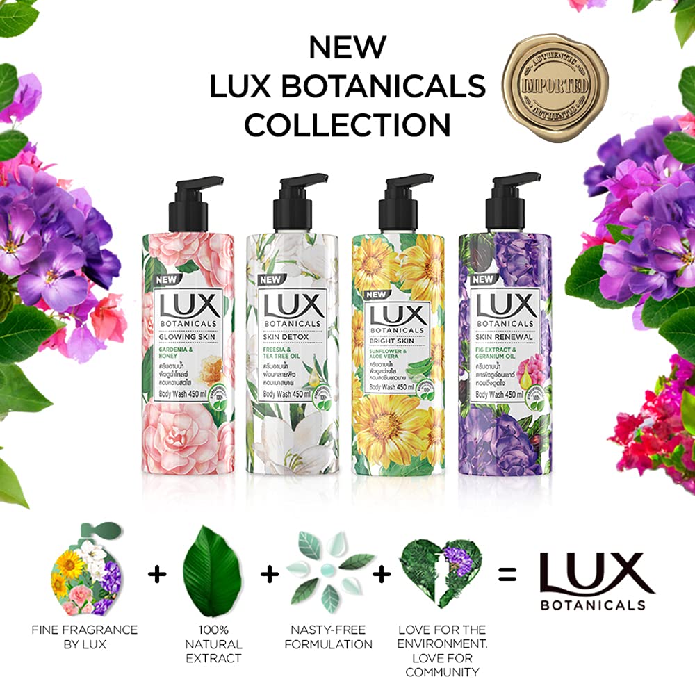 Lux Botanicals Skin Renewal Shower Gel Natural Extracts, No Paraben - 450 ml /15.2 Fl.Oz