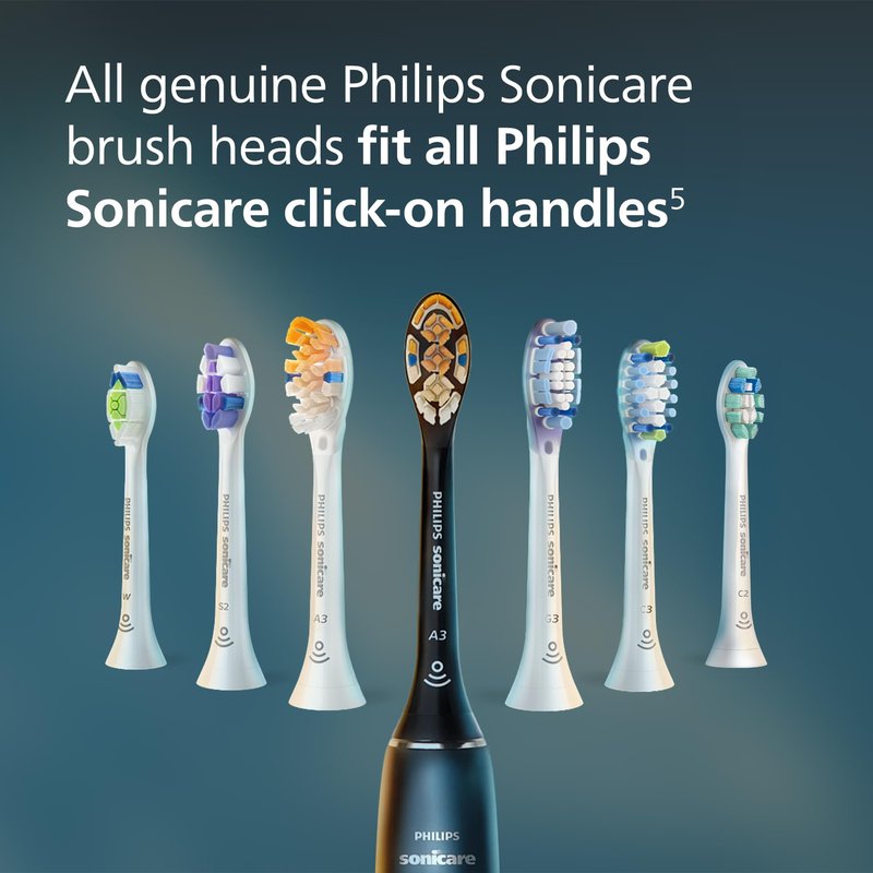 Philips Sonicare A3 All-in-One - Genuine Replacement Electric Toothbrush Heads,Black One Year Supply,HX9094/95,(Pack of 8)