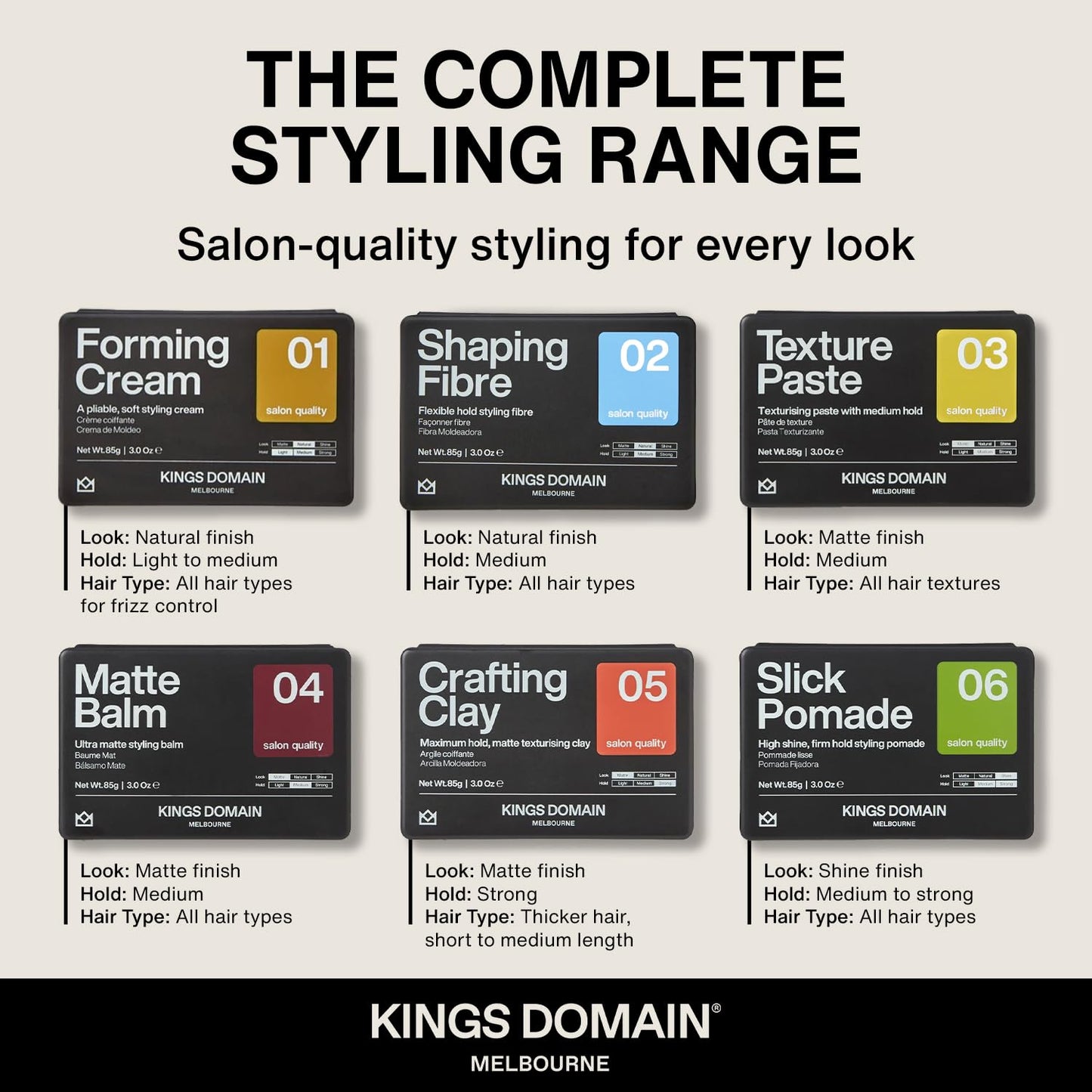 Kings Domain Melbourne Shaping Fibre | Hair Paste for Men | Medium Hold Styling Paste | Adds Natural Movement & Texture