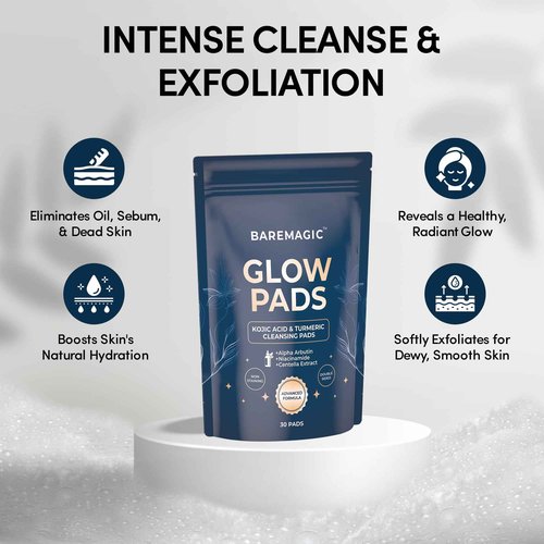 Turmeric Kojic Acid Cleansing Pads - Vitamin C Advanced Formula with Alpha Arbutine, Niacinamide and Centella Asiatica Extract, 30 Pads, for Face Cleansing and Exfoliation