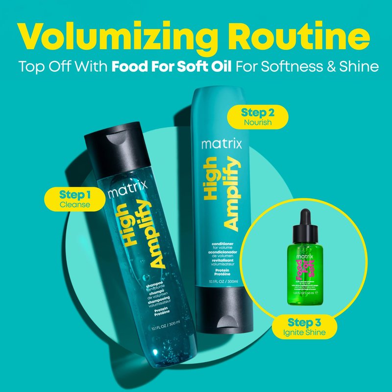 Matrix High Amplify Volumizing Shampoo & Conditioner Set - Cleanses and Provides Lightweight Conditioning With Protein, Lasting Volume & Strengthening, Silicone-Free, For Fine & Limp Hair, 10.1 FL Oz