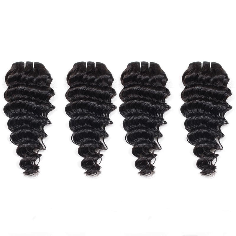 JTdebade Deep Wave Human Hair bundles 10 Inch 12A Grade Brazilian Hair 100% Virgin Weave Bundles Human Hair for Black Women (10'' 10'' 10'' 10'')