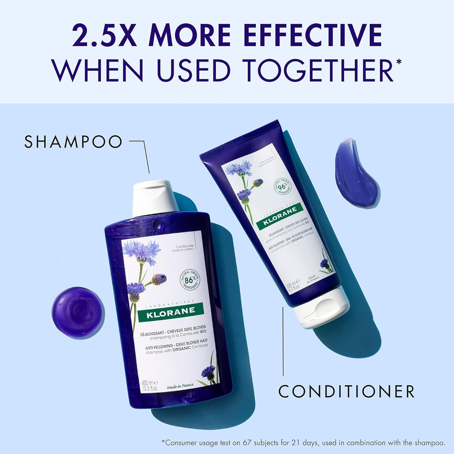 Klorane Plant-Based Purple Conditioner - Brightens Blonde & Gray Hair | 6.7 fl. oz.