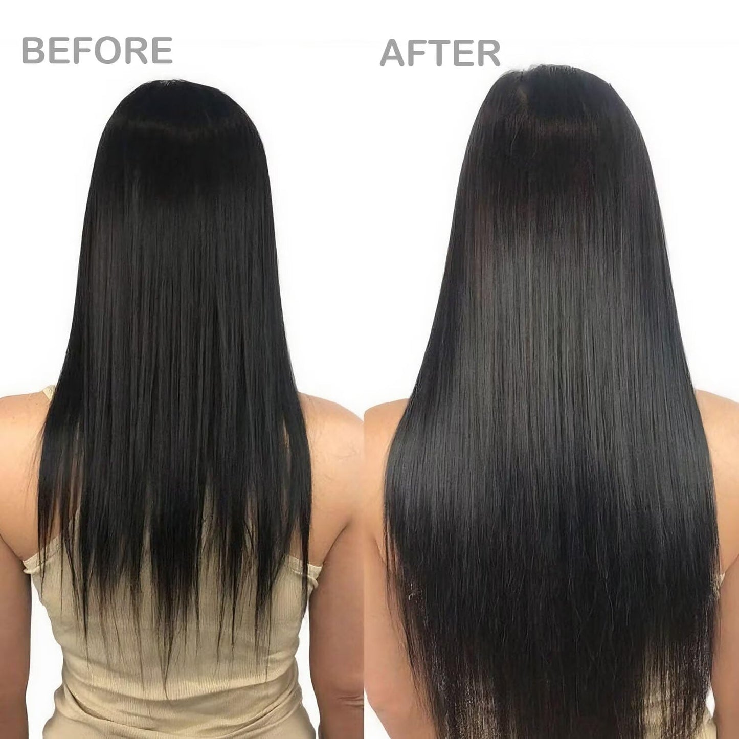 Real Human Hair Clip in Hair Extensions ailiceehr 16inch Clips in Human Hair Extension Striaght 8Pcs Double Weft Thick and Soft Natural Black 90g.