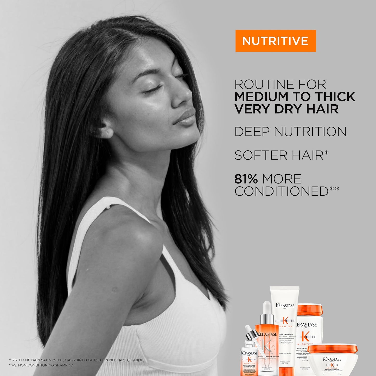 Kerastase Nutritive Nectar Thermique Heat Protecting Leave-In Cream | Deeply Condition and Reduce Frizz | Instant Softness & Shine | With Plant-based Proteins | For Medium to Thick Dry Hair|1.69 Fl Oz
