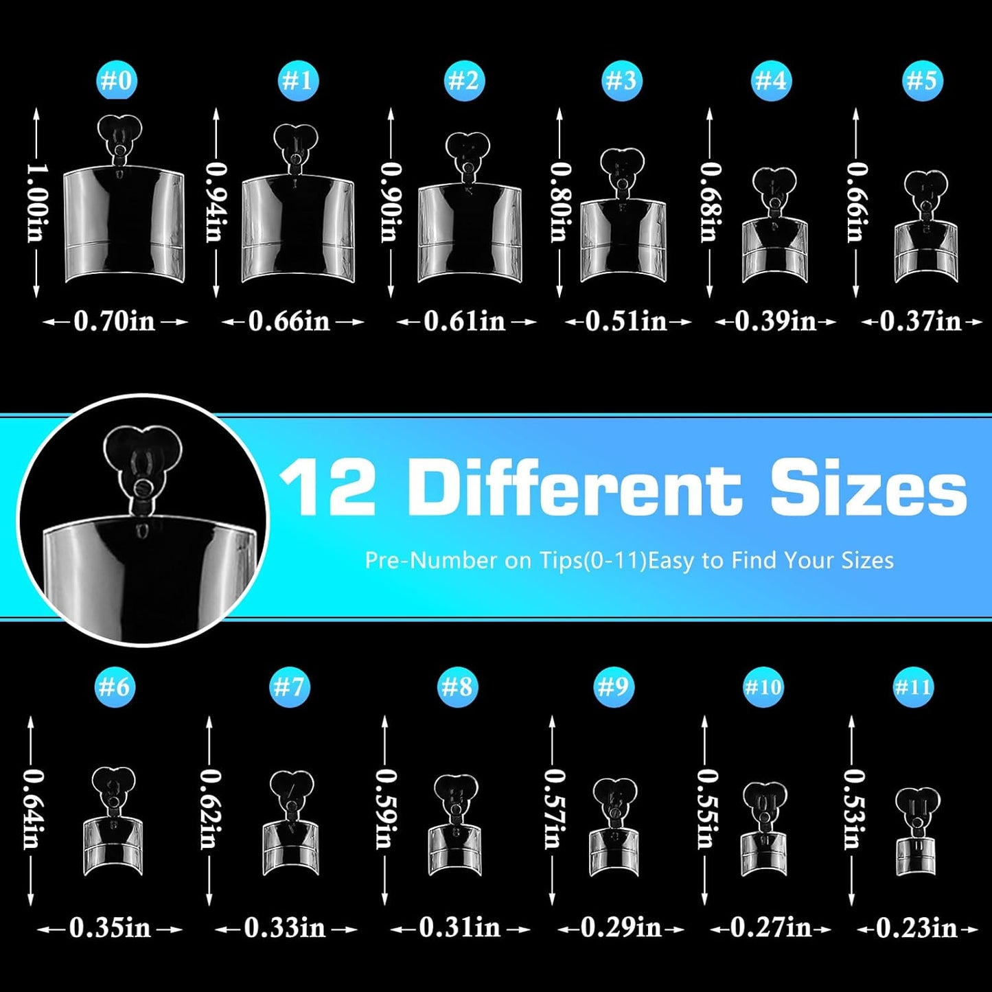 240pc Square Gel Nail Tips Medium Fake Nails for Press on Nails Clear Acrylic Nails Tips, 12 Size Full Cover Nail tips Square Soft Gel Nail Tips False Nails Extension Artificial Fingernails