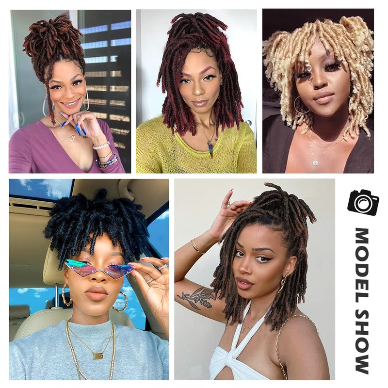 WIGNEE Crochet Hair 120 Strands Faux Locs 8 Inches Soft Locs Pre-Twisted Locs 6 Packs Pre-Looped Crochet Hair for Black Women(8 Inch,1B)