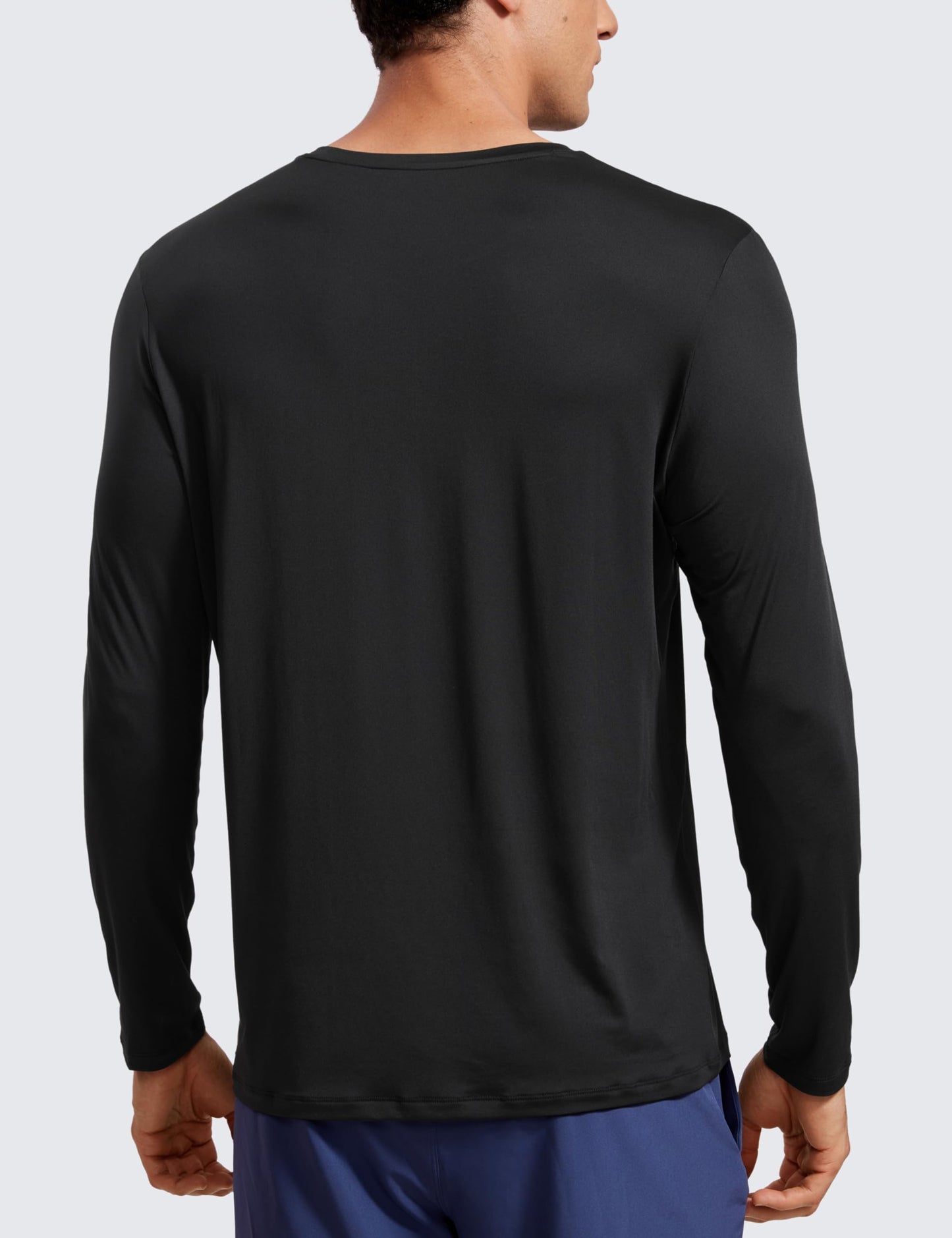 CRZ YOGA Long Sleeve Workout Shirts for Men Lightweight Athletic Gym Running Tops Breathable Casual Tee Shirts Black X-Large